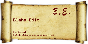 Blaha Edit névjegykártya